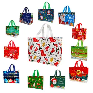 12PCS Christmas Gift Bags With Assorted Patterns. Reusable Non - Woven, Handle - Equipped. Ideal For New Year & Christmas Decor, Perfect For Holiday Gifting.Box Packs heavy-duty storage tote foldable shopping tote Water-Resistant market trip