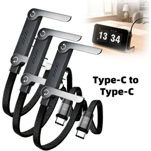 Braided Material 240W Stand Fast Charging Data Cable Supports 240W Fast Charging + Foldable Stand + Durable and Tear-resistant Black - Mobile Phone Charging/desktop Video Watching Two-in-one Fast Charging Stand Cable