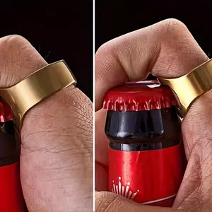 5pcs portable and personalized ring bottle opener for opening beer bottle caps, a popular bar soda bottle opener, a stainless steel ring bottle opener, a creative beer bottle opener, a finger ring bottle opener, a bar beer screwdriver