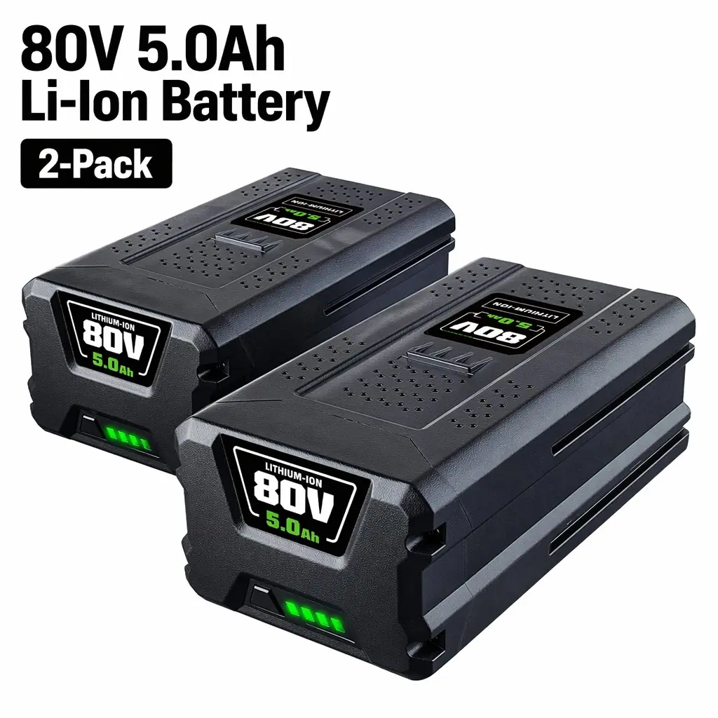 2-pack 80V MAX 5.0Ah 5000mAh Lithium Battery Replacement Compatible with Greenworks GBA80200, High Capacity Rechargeable Battery Pack