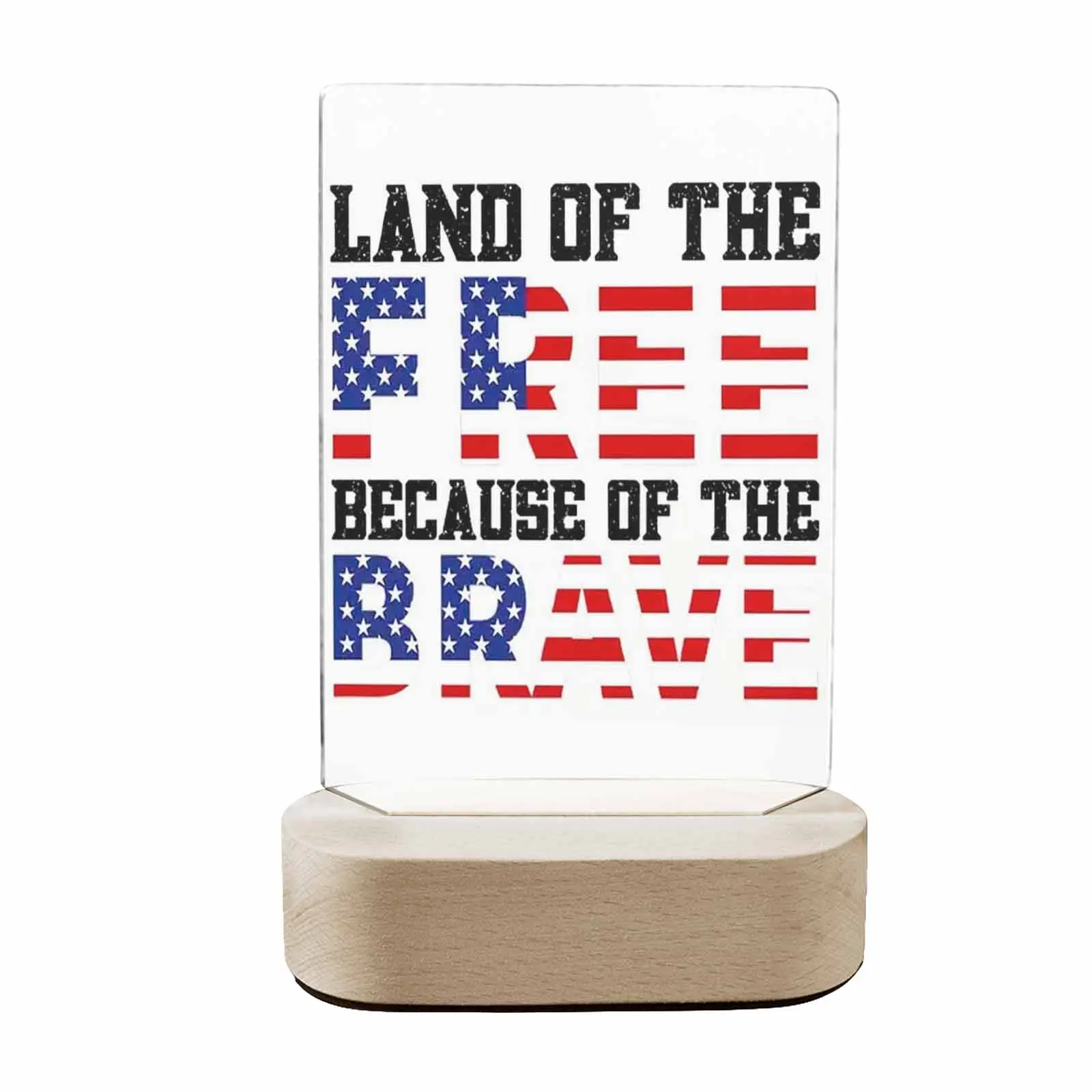 EastJia Patriotic Acrylic Table Sign - "Land Of The Free Because Of The Brave", 1776 USA Theme, American Flag Colors, 4th Of July Decor, Farmhouse Home & Office Gift Decoration