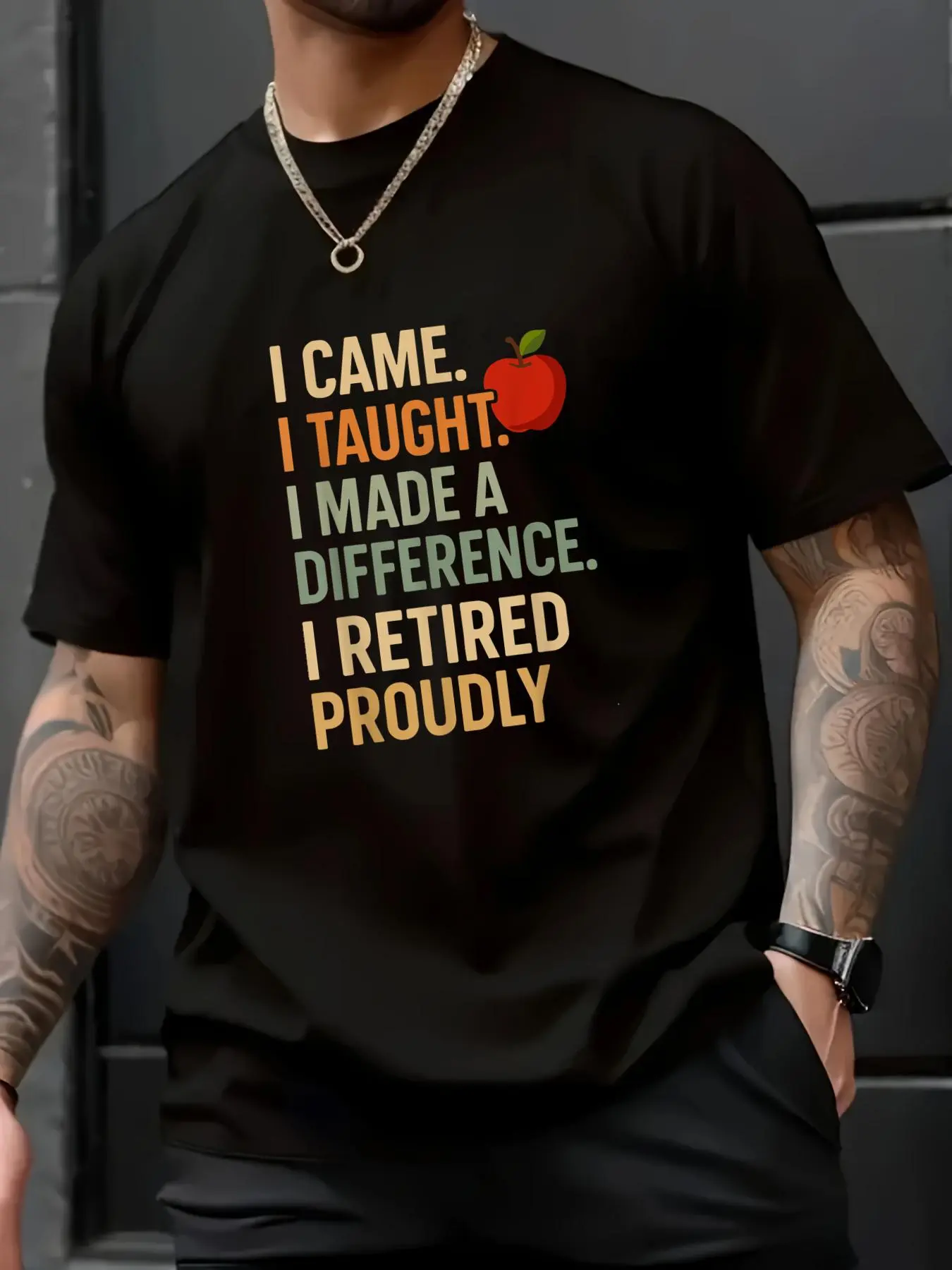 100% Cotton Unisex I Came I Taught I Made a Difference Retired Proudly Teacher T-Shirt - You Can Do It Tee – Daily Casual Outfit, Graphic Top