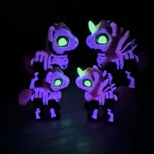 Flexi Skeleton Pony Figurine and Flexi Skeleton Alicorn (mini or small) glow-in-the-dark 3D printed