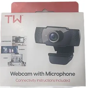 TW Webcam with Microphone - 1080p HD, Built-in Microphone, Plug-and-Play Compatibility, Adjustable Mount, Auto Light Correction earbuds