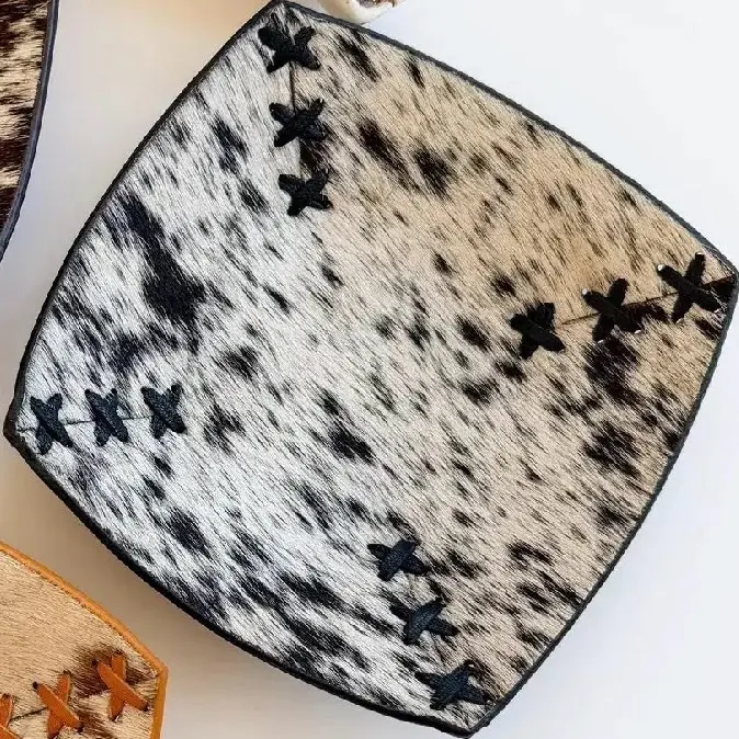 Black & White Genuine Cowhide Trinket/Jewelry Dish