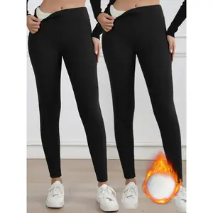 Women's Casual Warm Fleece Lined Leggings, Fall & Winter Tight-Fitting Thermal Pants, Comfortable Daily Wear Bottoms