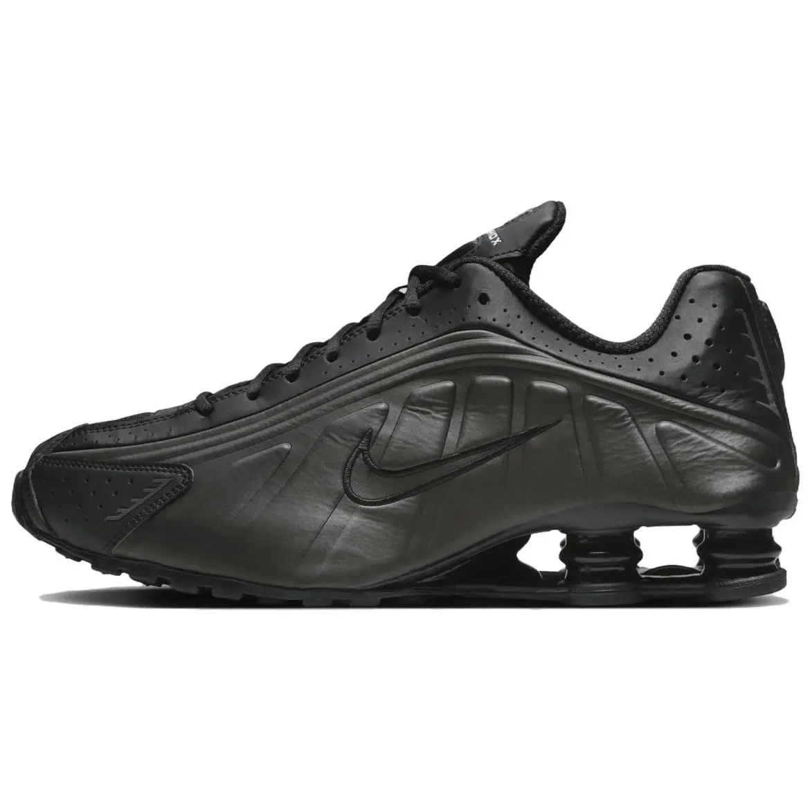 NIKE Athletic Footwear Shox R4 'Triple Black' 2025, Bold Lightweight Trainer Shoe with High-Impact Cushioning for Training