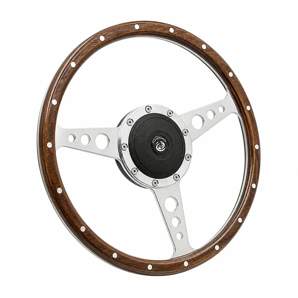 13'' Classic Riveted Laminated Wood Steering Wheel Restoration Mini MG Triumph