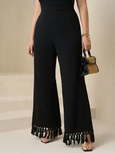 Boho Chic Elegant Bohemian Style Wide Leg Pants Womenswear for Women, Curvy-Friendly Fringe Design, Perfect for Daily Commute, Vacation, Party Wear, Bohemian Trousers