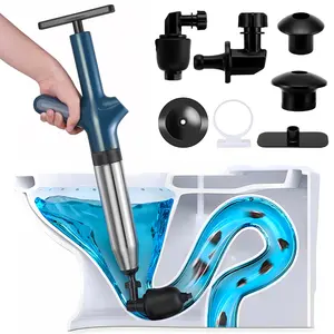 Manual High-Pressure Drain Cleaner Pump with Stainless Steel Snake & Free Gloves – No-Power Multi-Use Clog Remover for Toilet, Kitchen Sink, Bathroom & Floor Drains