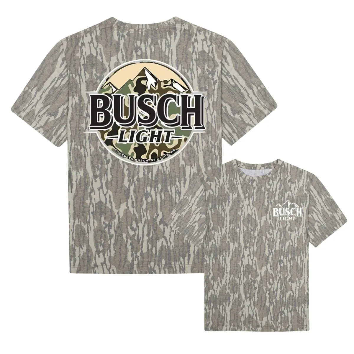 Busch Light Inspired Beer Apparel Mossy Oak Camo T Shirt, Tee For Men And Women. Camo Pattern Men's T-shirt, Size S-5XL no3, Style Camo 3D T Shirt