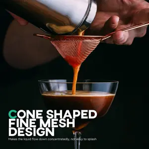 3.3" Fine Mesh Strainer for Kitchen - 304 Stainless Steel Cocktail Sieve, Liquid Strainer for Drinks, Tea, Coffee, Juice, Flour, and Spices