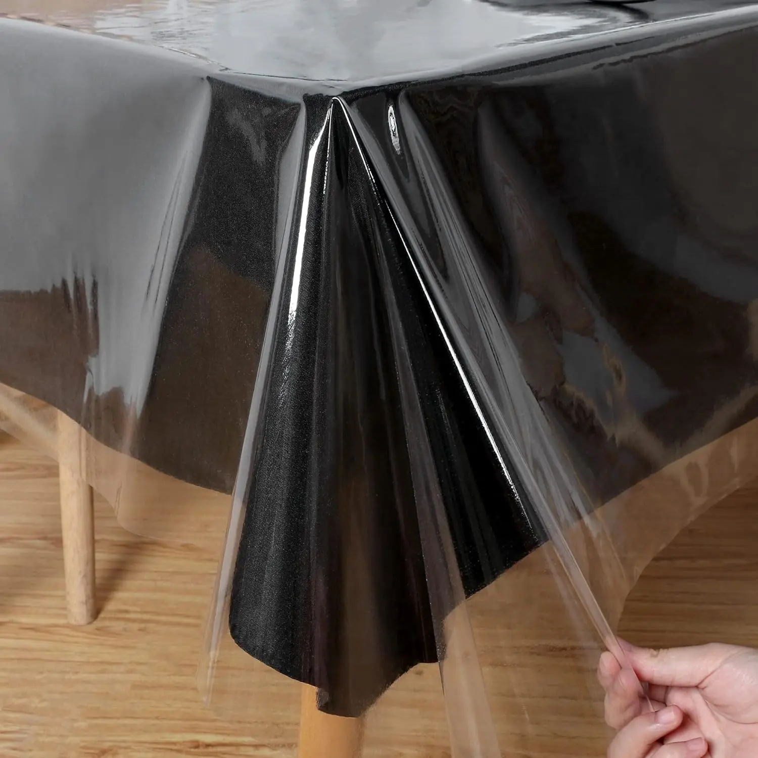 Clear Plastic Tablecloth 54 x 108 Inch,   Oil-Proof Spill-Proof Vinyl PVC Table Cloth, Wipeable Rectangle Tablecloth Protector for Dining Table, Outdoor and Indoor Uses, Clear