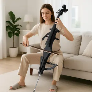 Full Size 4/4 Electric-Acoustic Cello Black Maple Basswood Top with Case Bow Rosin Earphone Connecting Line Solid Wood Fingerboard Pegs Aluminum Alloy Tailpiece