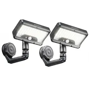 SHEROSELF 2 Pack Magnetic RV Solar Lights 3CCT 3-Mode Motion Sensor RV Porch Awning Lights with Remote 92 LED 600LM IPX5 Waterproof Security Flood Light 360° Rotatable with USB-C & Solar Powered Light for Deck Yard Patio Camping Porch