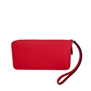 Pre-owned HERMÈS Leather Small Leather Goods Hermes Epsom Lucky Wrist Azap Pink Red Wallet