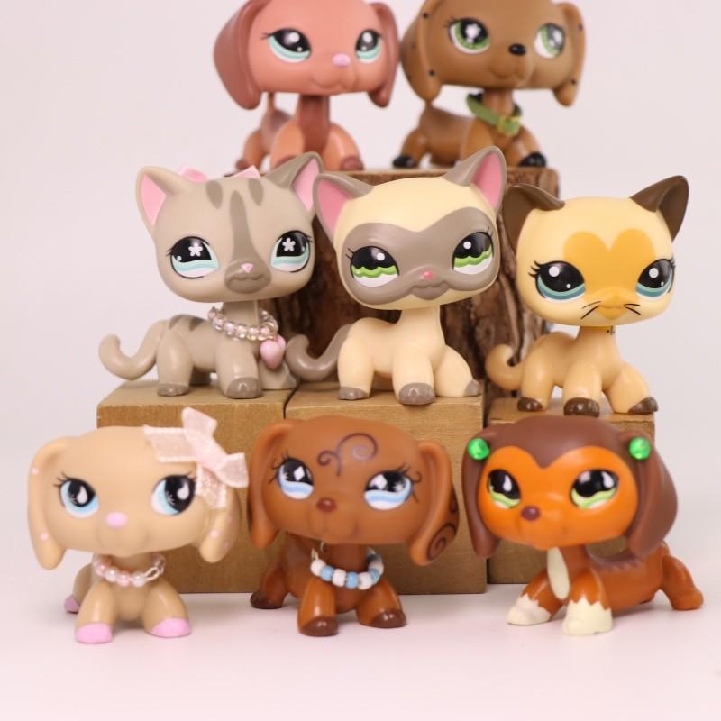 8 pc mini pet shop bobble head dachshund shorthair cat lot figure toy for lps collector gift