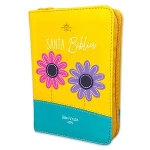 Biblia de Bolsillo con Cierre RV1960 imit amarillo/turquesa flores