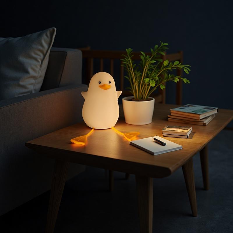Yellow-billed duck night light, fun little yellow gull flapping lamp, phone stand, rechargeable night light, for bedroom and living room, fun home decoration, suitable for birthday and Easter gifts