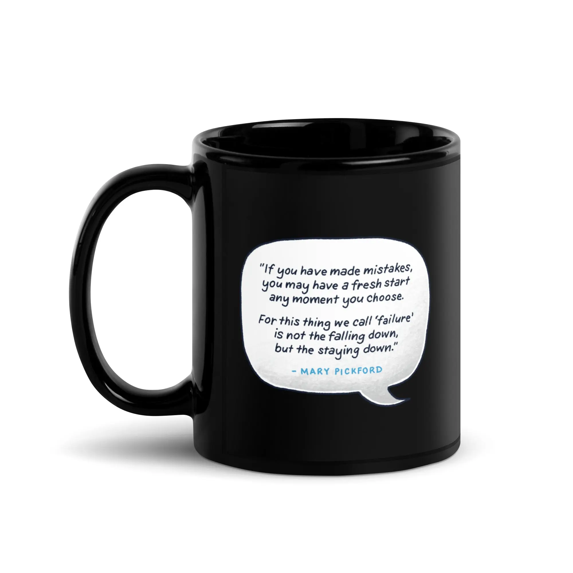 "Failure = Staying Down" Black Glossy Mug
