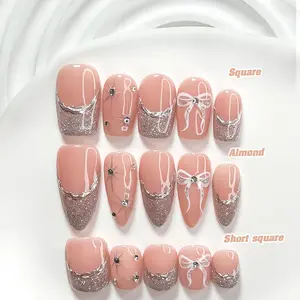 CuraTique Spring Collection | Bow Sparkle | 10-Piece Set  100% Handmade Nail Stickers, 3D Gel Nails, Reusable Nail Art | 2026 SpringNails | Holiday Nails | Perfect Nail Art for Vacations | Birthday Party & Gift Ideas