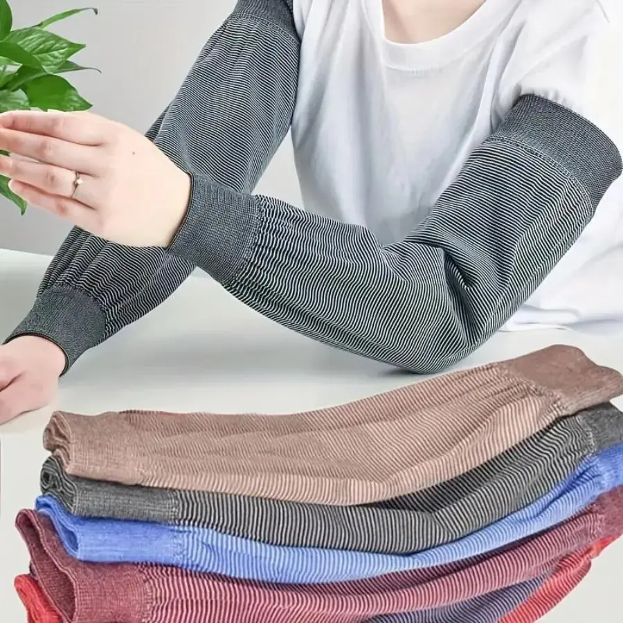 6 Pairs of Extended Men's and Women's Four Seasons Extended Sleeves Large Elastic Sleeves Outdoor Work Labor Protection Sleeves Breathable Comfortable Sleeves Suitable for Work and Household Elastic Knitted