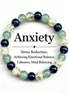 Anti-Anxiety Crystal Bracelet, Healing Crystal Bracelet, Stress Relief Emotion Balance, Daily Wear Anxiety Hand Ring, Gift for Friends Family Men Women, Stackable Bracelet