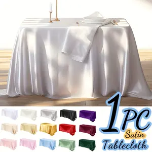 1 pcs 58 * 102 inch solid satin tablecloth, elegant rectangular tablecloth - suitable for decor table settings for weddings, ceremonies, festivals and birthday parties