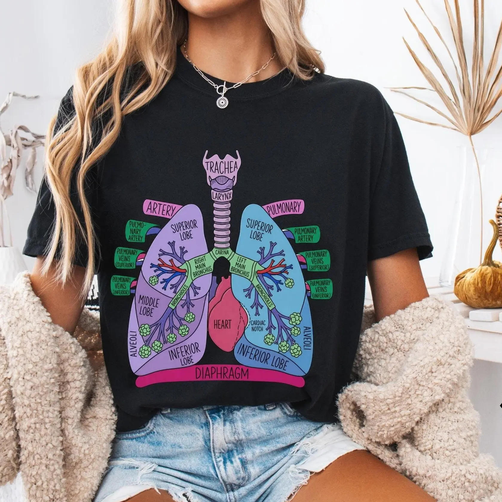 Comfort Colort Lung Anatomy Shirt, Respiratory Therapist Tee, Anatomy Lungs Graphic Shirt, Medical Student Gift, RT Nurse Shirt