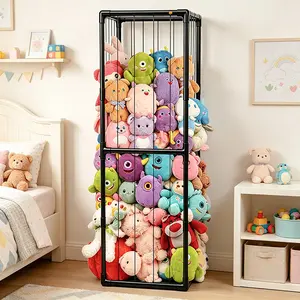 Large PVC Stuffed Animal Zoo Storage Organizer - 2-Layer Adjustable Shelf Rack, Multifunctional Rectangle Racks, Extra-Large Capacity Plastic Toy Display for Toddler Room Nursery Home Organizer