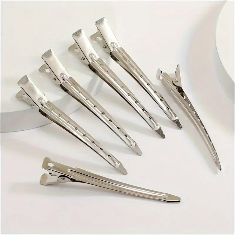 12Pcs Duck Bill Hair Clips Metal Alligator Curl Clips Sectioning Clips with Holes for Hair Styling, Hair Coloring