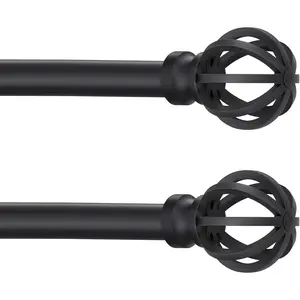 Curtain Rods for Windows 28 to 60 Inch - 2 Pack 5/8" Black Metal Heavy Duty - Decorative Window Small Curtains Rod with Brackets for Kitchen, Bathroom, Sliding Cafe Drapery Rods Door