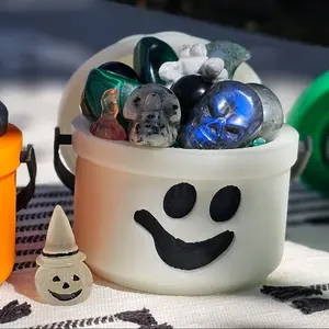 Crystal Filled Boo Buckets with Moon Man COLLECTOR EDITION Halloween crystal carvings, confetti and Glow in the Dark Figures