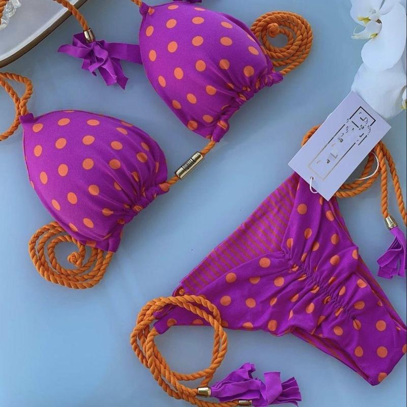 New Ladies Sexy Printed Rope Bikini Split Swimsuit - TikTok Shop