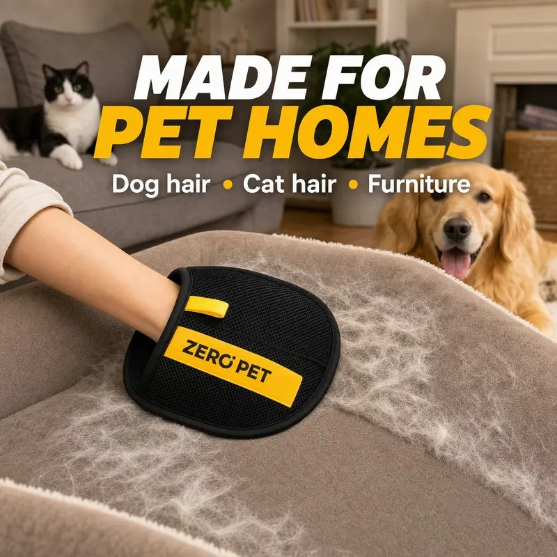 Reusable Pet Hair Remover Mitt | Double-Sided Dog Cat Fur Removal Glove | Electrostatic Cleaner Brush for Furniture, Carpet, Car Mat, and Clothing