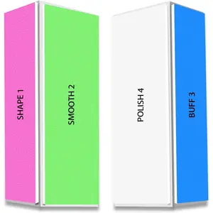 4 Way Nail Buffer Block (2 Pcs), Nail Shine Buffers Blocks Files for Natural and Acrylic Nails Smoother Buffing Block Polisher Fingernail File Buffer 120/240/600/3000 Grit for Buffing Shinning