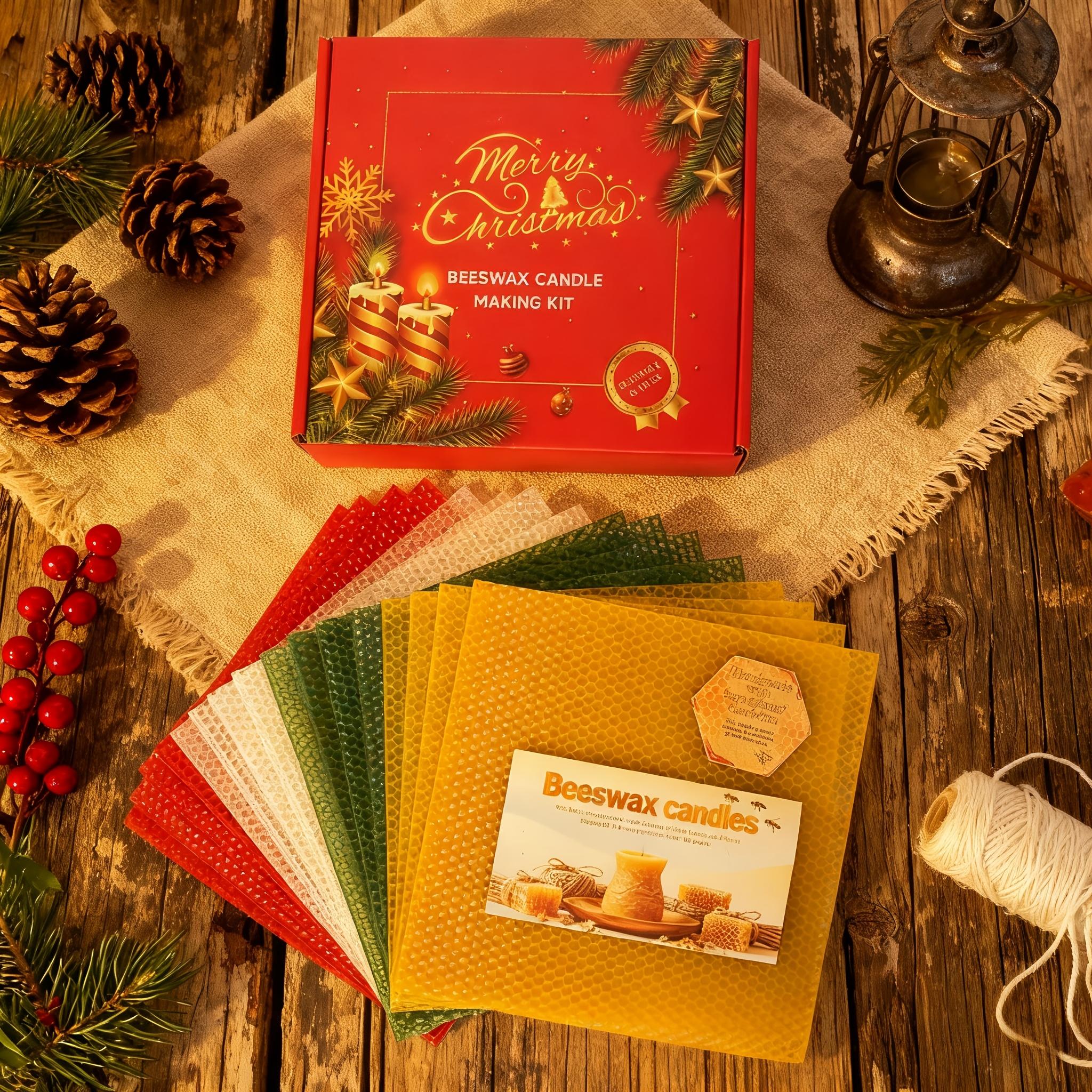 Christmas-themed beeswax candle making kit, 16 pieces of holiday-colored beeswax sheets, DIY candle material kit, candle making, suitable for children and adults' crafts and Christmas gifts, event parties, DIY craft enthusiasts, watermelon， home decor