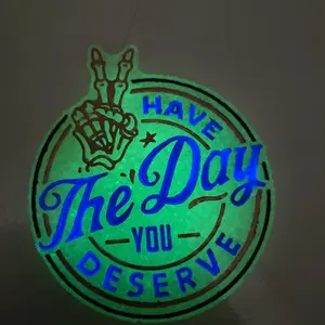 Yellow/Pink/Black Glow in the Dark Have the Day You Deserve Car Freshie (Hippie Chick Scent)