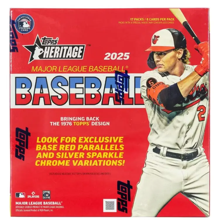 2025 Topps Heritage Baseball Mega Box (17 Packs Per Box, 8 Cards Per Pack)