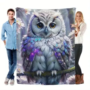 Owl Flannel Blanket Gift, Soft Flannel Blanket, Sofa Blanket Nap Blanket, Office Home Sofa Bed Sofa  Christmas gift DreamyDwell Textiles