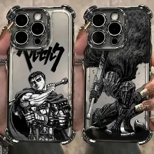 Berserk G-Guts Hot Blood Anime Plating Case for iPhone 17 Air 16 15 14 13 12 11 Pro Max Plus & Samsung S25 S24 S23 S22 Plus Ultra, Anti-Fall Airbag Back Cover