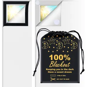 Blackout Blind White (118"x 59") Curtains Window Cove [DIY Cut to Any Size or Shape] [Hook & Loop Tabs][ Portable Bags for Travel ] [Light & UV Blocking ] for House, ,Apartment