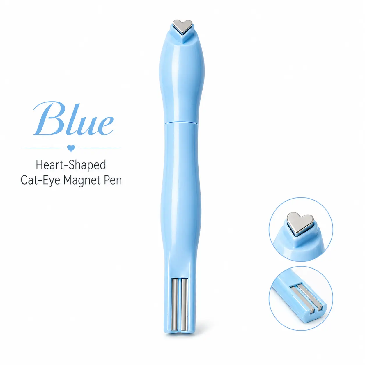 3-in-1 Detachable Extra-Strong Magnetic Cat Eye Nail Magnet Tool with Heart Design - 1-Swipe Crisp Line Salon-Grade Kit, Storage Box, NailTok Trending Beginner-Proof Home Supplies for DIY Manicures, French Tips, Giftable & Practical, Party