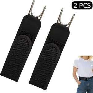 2x Tactical Hook Elastic Belt Buckle-Less Invisible Waist Closure Hook-and-Loop Fasteners No-Buckle System for Hunting Fishing Camping Compatible with Uniforms Tactical Gear Outdoor Activities Fit