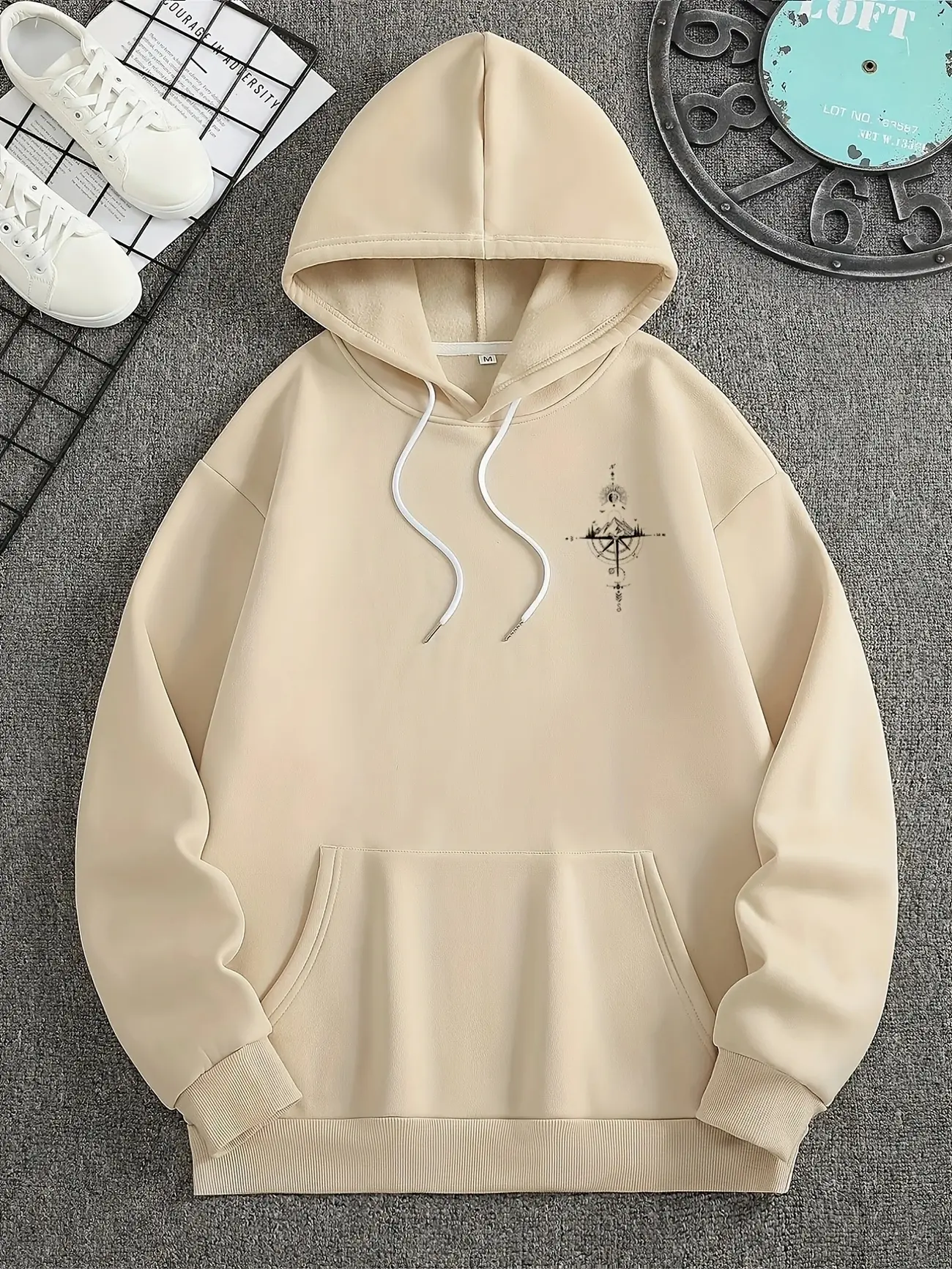 Men's autumn and winter starry sky printed hooded and plush hoodie, versatile sports and casual loose hooded hoodie Graphic Long Sleeve Sweatshirts fathersdaygift