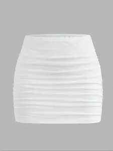 High Waist Sexy Tight Fit Elastic Wrap Skirt, Ruched Bodycon Short Dress, Cross Ruched Design, Perfect for Various Occasions Womenswear