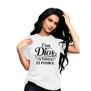 Con Dios Todo Es Posible Spanish Christian Faith Print Vintage Cotton T-Shirt, Men Women's Religious Casual Streetwear Tee,Women's fashion,summer Women's clothes,T-shirt