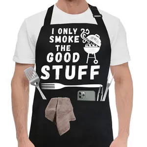 Funny Aprons for Men, BBQ Dad Apron with 2 Pockets Adjustable Neck Strap Cooking Grill Kitchen Aprons-Cool Father Birthday Christmas Gifts for Guys, Dad, HusbandGift