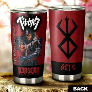 [New Anime Cups - Sale Up To 35%] Guts Tumbler Cup, Berserk Anime Coffee Cup, Dragon Slayer Sword Design, Intense Dark Fantasy Manga Drinkware, Otaku Gift