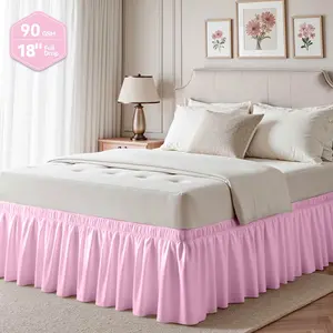 AzulHome Cherry Blossom Pink Skirts Wrap Around Dust Ruffle for Queen Beds 18-inch Tailored Drop Easy to Install and Clean 90 GSM Fabric